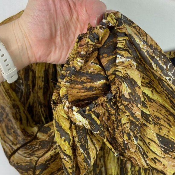 ANTHROPOLOGIE Love Sam Silk and Leather Bohemian Printed Brown Yellow Black S - Picture 8 of 14
